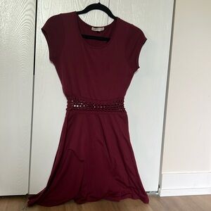 Small red knee-length day dress